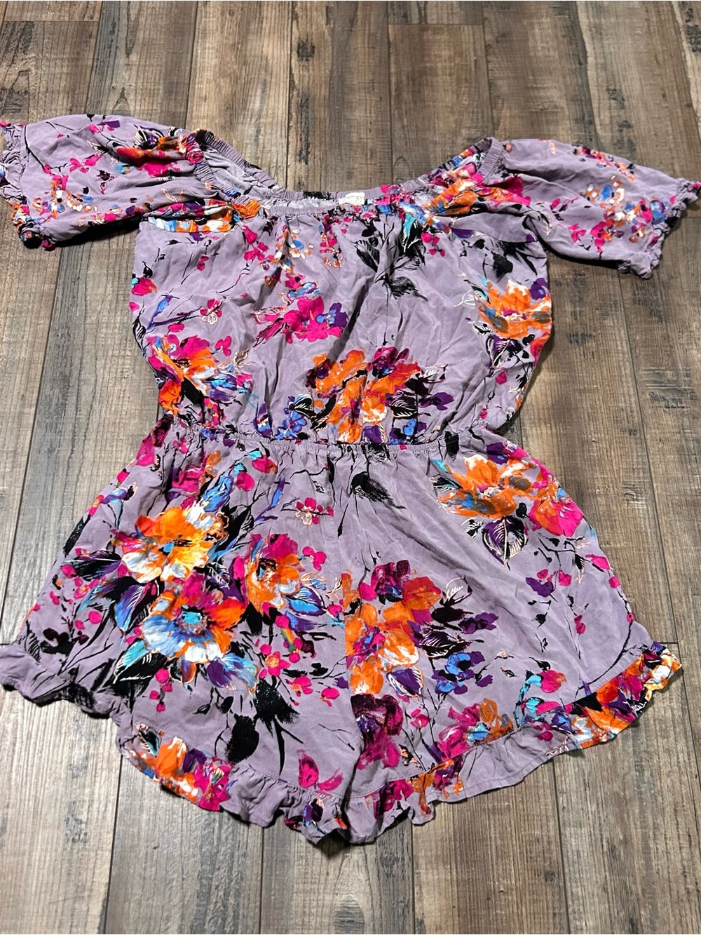 Umgee Lavender Floral Off-Shoulder Romper
